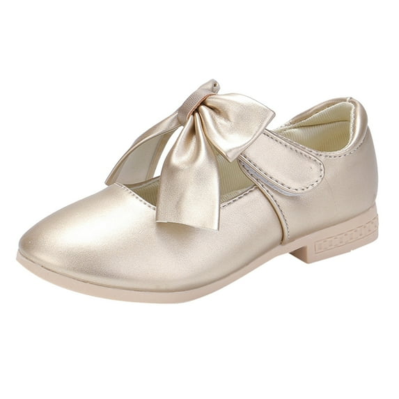 Boys Shoes,Stylish Girls Athletic Footwear Lightweight Comfortable Casual Walking Shoes with Decorative Bow Design for,Kids Shoes,Gold,5.5-6 Years