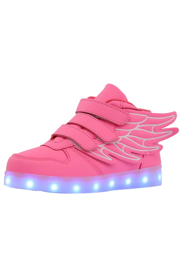Boys Shoes,Unisex High Top LED Light Up Sneakers USB Rechargeable Flashing Shoes For Kids Children Wear,Kids Shoes,Pink,9-9.5 Years