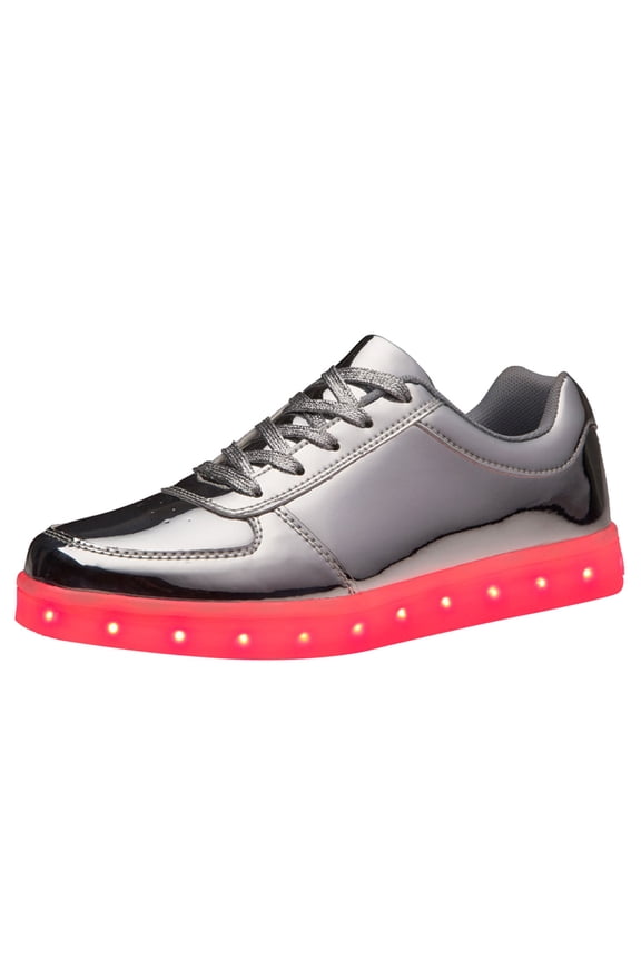 Boys Shoes,Unisex High Top LED Light Up Sneakers With USB Rechargeable Flashing Technology For Kids And Teens,Kids Shoes,Silver,4-4.5 Years
