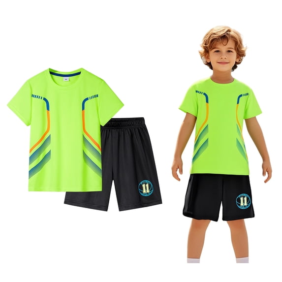 Boys Short Sets 2 Pcs T Shirts + Shorts Set Quick Dry Athletic Shirts Boys' Clothing Sets 5-6 Years