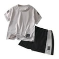 thumbnail image 1 of Boys Short Sets Short Sleeve Boys Athletic Shirts and Mesh Soccer Shorts Boys Two Piece Basketball Uniform for Girls 6-7 Years, 1 of 3