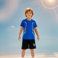 thumbnail image 1 of Boys Short Sets Two Piece Short Sleeve Shirt Tee Shorts Set Quick Dry Athletic Tops Shorts for Boys 13-14 Years, 1 of 5