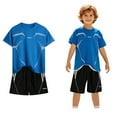 thumbnail image 1 of Boys Short Sets Two Piece Short Sleeve Shirt Tee Shorts Set Quick Drying Athletic Shirts Boys Boys Size 3-4 Years Short Sets Boys Girls Fashion, 1 of 4