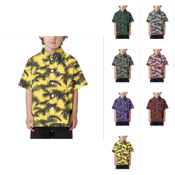 Boys Short Sleeve Button Down Shirt - Comfortable Loose Fit Summer Beach Vacation Shirt for Boys Ages 4-12 Years