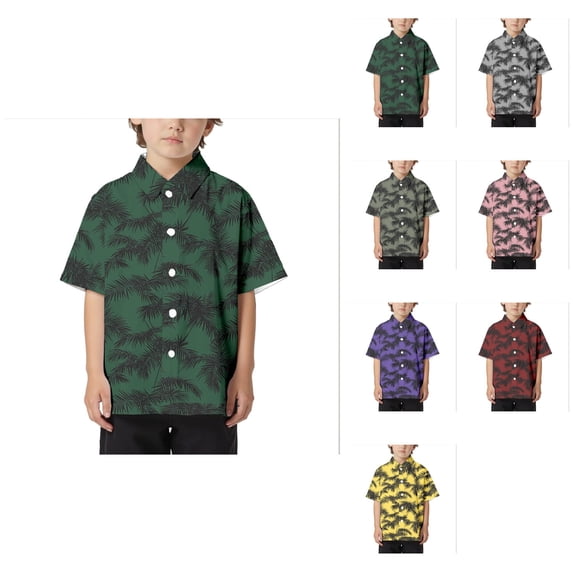 Boys Short Sleeve Button Down Shirt - Comfortable Loose Fit Summer Beach Vacation Shirt for Boys Ages 4-12 Years