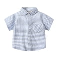 thumbnail image 1 of Boys Short Sleeve Button Down Shirt Cotton Woven Casual Shirts with 2 Pockets for Kids, 1 of 7
