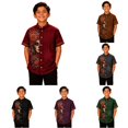 thumbnail image 1 of Boys Short Sleeve Button Down Shirt Day Of Dead Mexican Print Collar Casual Top For Halloween School Outdoor, 1 of 5