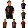 thumbnail image 1 of Boys Short Sleeve Button Down Shirt Day Of Dead Mexican Print Collar Casual Top For Halloween School Outdoor, 1 of 5