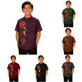 thumbnail image 1 of Boys Short Sleeve Button Down Shirt Day Of Dead Mexican Print Collar Casual Top For Halloween School Outdoor, 1 of 5