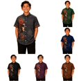 thumbnail image 1 of Boys Short Sleeve Button Down Shirt Day Of Dead Mexican Print Collar Casual Top For Halloween School Outdoor, 1 of 5