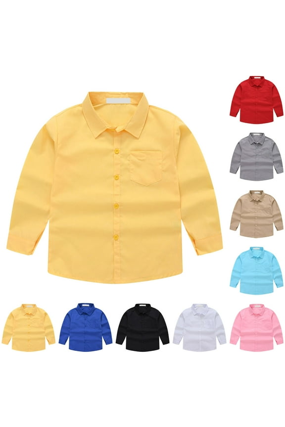 Boys Short Sleeve Button Down Shirts White Boys Girls Long Sleeve Button Down Shirts White Uniform Blouse School Top Formal Collared Outfits for Kids