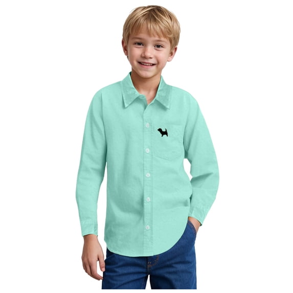 Boys Short Sleeve Button Down Shirt Blue Toddler Boys Long Sleeves Blouse Stand Collar Button Trendy Shirt Cotton Soft Casual Tops Clothes with Chest Pocket