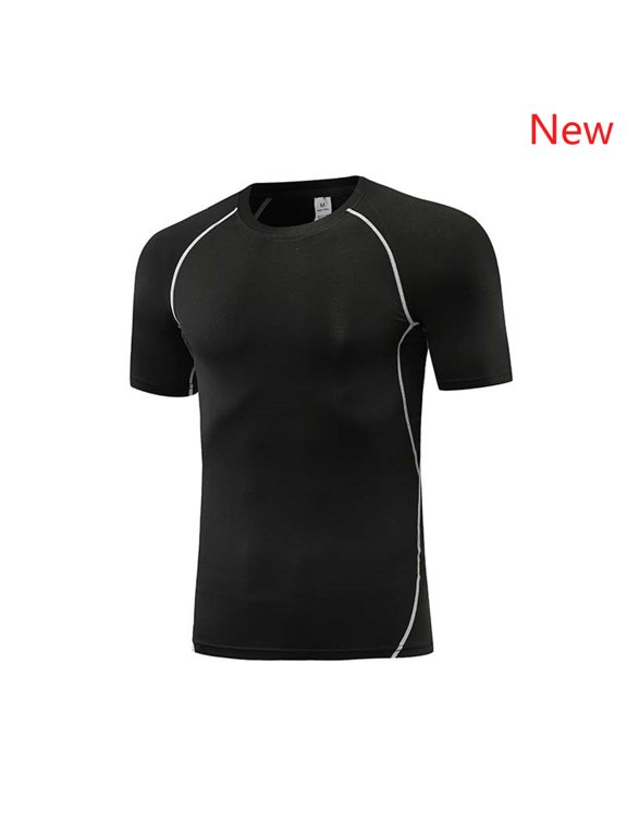 Boys Short Sleeve Compression Athletic T-Shirt, Stretch Moisture Wicking Workout Undershirt, Breathable Base Layer Sports Top for Youth Boys