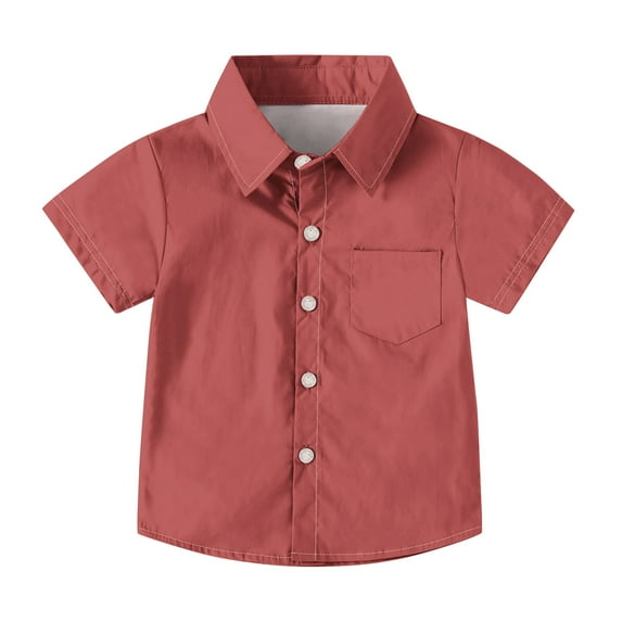 Boys Short Sleeve Dress Shirts Solid Button Down Casual Shirt Summer Formal Uniform Shirt Kids 2-15 Years