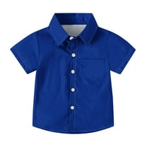 Boys Short Sleeve Dress Shirts Solid Button Down Casual Shirt Summer Formal Uniform Shirt Kids 2-15 Years