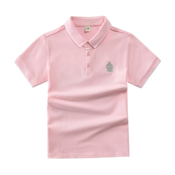 Boys Short Sleeve Embroidered Shirt - Loose Fit - Polyester - Summer Top - Ages 18M-13Y - Casual