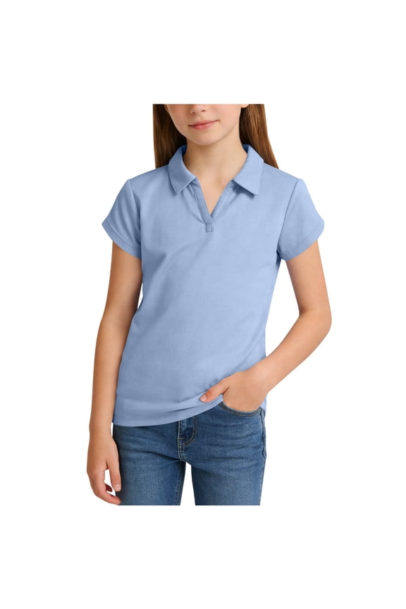 Boys Short Sleeve Golf Shirts Casual Collared V-Neck Formal School Uniform Tops Teen Basic Pullover Outfits