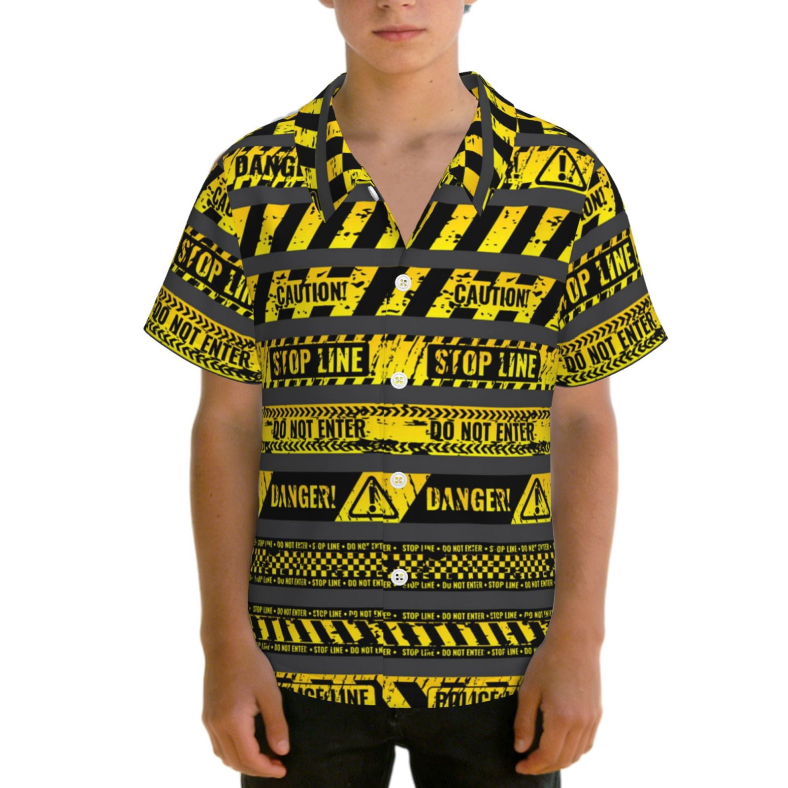 Boys Short Sleeve Hawaiian Shirt Kids Teens Casual Button Down Summer ...