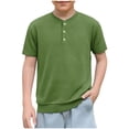 thumbnail image 1 of Boys Short Sleeve Henley Shirt Waffle Knit Summer Basic T-Shirts Casual Button Front Tops Tees Years for School, 1 of 7