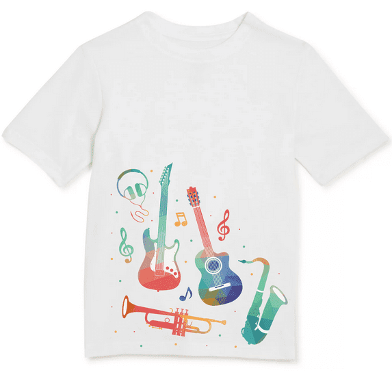 Boys Short Sleeve Musical Instruments Graphic T-Shirt Size 8