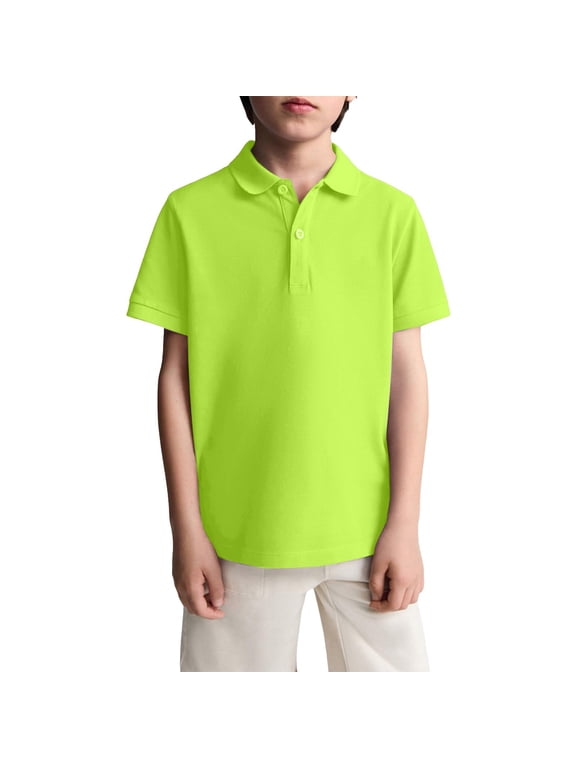 Boys Short Sleeve Pique Polo Shirt School Uniform Shirts for Kids 5-14 Years