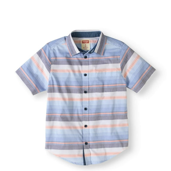 Boys' Short Sleeve Plaid Button Up Top