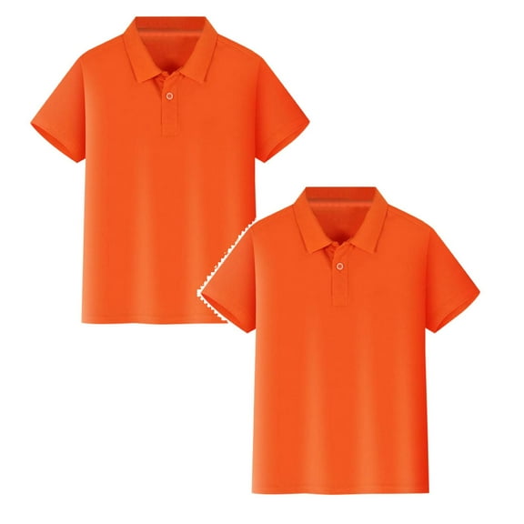 Boys' Short Sleeve Polo Shirt School Uniform Pique Polo Shirt Athletic Golf Shirt,2 Pack,Orange,Size 4-12T