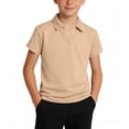 thumbnail image 1 of Boys' Short Sleeve Polo Shirt with Collar Without Buttons, Breathable Casual Shirt for School & Sports Activities, 5-15 Years Khaki 5-6 Years, 1 of 7