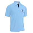 thumbnail image 1 of Boys Short Sleeve Polo Shirts Athletic Workout Relaxed Fit Moisture Wicking Boys Athletic Shirts Beach Surfing Water Tops Light Blue 5-6 Years, 1 of 4
