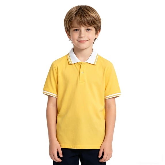 Boys Short Sleeve Polo Shirts Kids Casual V Neck Color Block Uniform Shirt 11-12 Years Kids Clothing