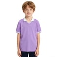 thumbnail image 1 of Boys Short Sleeve Polo Shirts Kids Casual V Neck Color Block Uniform Shirt 7-8 Years Kids Clothing, 1 of 5