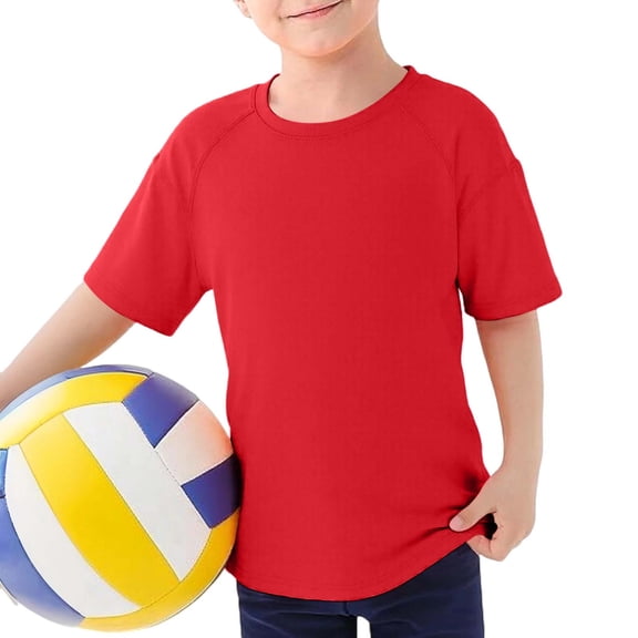 Boys' Short Sleeve Rash Guard Swim Shirt, Kids' Quick Dry UPF Sun Protection Tee, Youth Water-Resistant Rashguard Top for Beach Pool Play, Plus Size Friendly, 17 Colors, Ages 3-12 Years