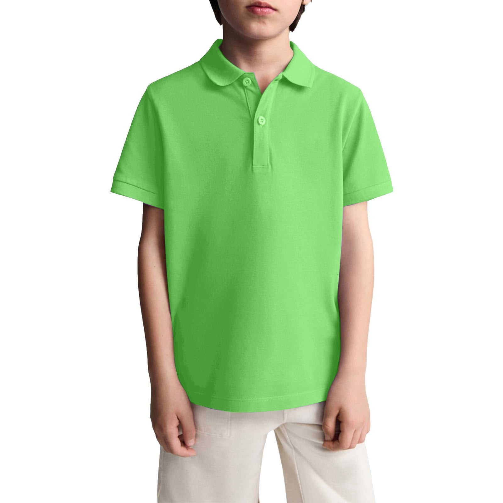 Boys Short Sleeve School Uniform Pique Polo Shirts Green Size 67