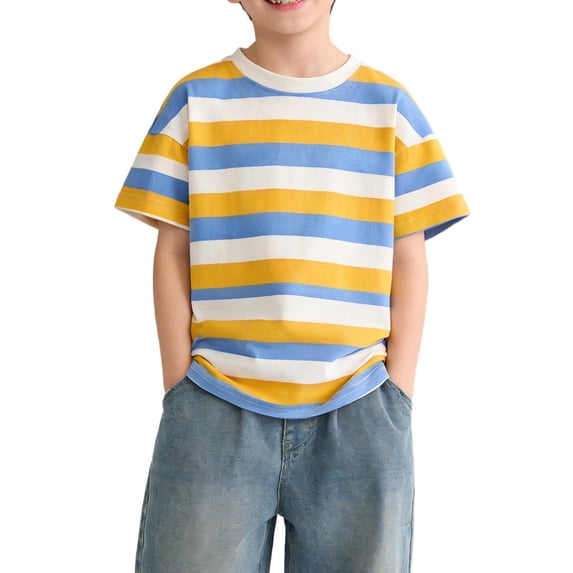 Boys Short Sleeve Shirt Oversized Casual Tees Color Block Workout Tops Crewneck Tunic Holiday Tees for Kids 1-14 Years