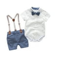 thumbnail image 1 of Boys Short Sleeve Shirt Pants Set Party Banquet Traveling Cotton Simple Design Kids Clothes Overall Shorts Kit, 1 of 10