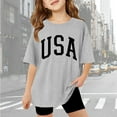 thumbnail image 1 of Boys Short Sleeve Shirts Graphic Letter Print Summer Tops Crewneck Tees Girls Plain Blue Shirt Cute Tops for Girls 8-10 Years, 1 of 5