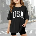 thumbnail image 1 of Boys Short Sleeve Shirts Letter Print Summer Tops Crewneck Tees Kids Black Shirt T-Shirts for Girls 6T, 1 of 5