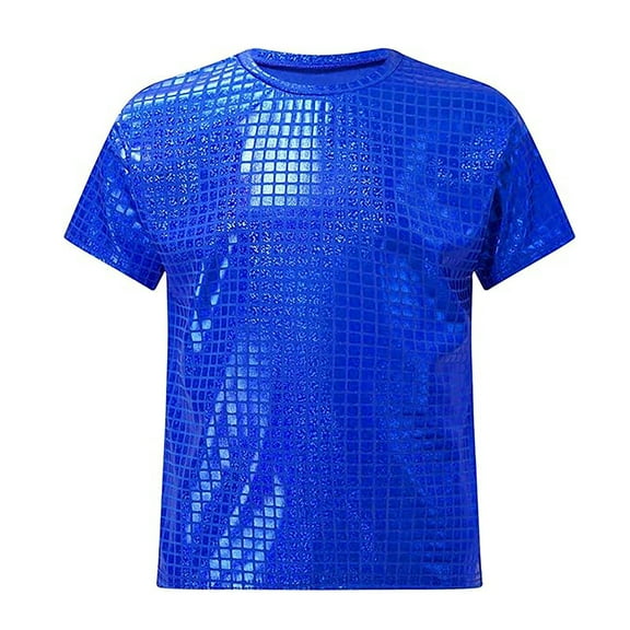 Boys' Short Sleeve Sparkle Sequins Shiny T-Shirt Blue 2-3 Years