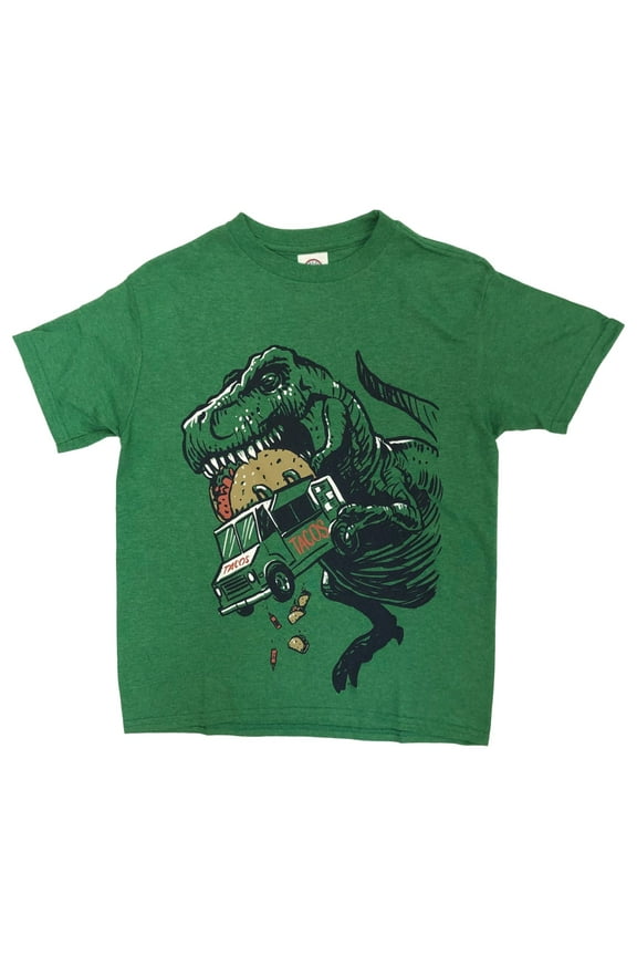 Boys Short Sleeve T-Rex Dinosaur Eats Taco Truck T-Shirt Tee Shirt Medium 10-12