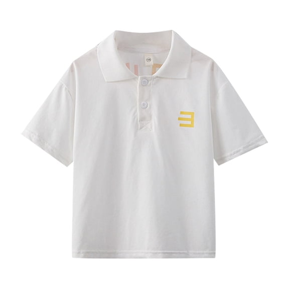 Boys Short Sleeve T Shirt Lapel Top Shirt for 13-14 Years
