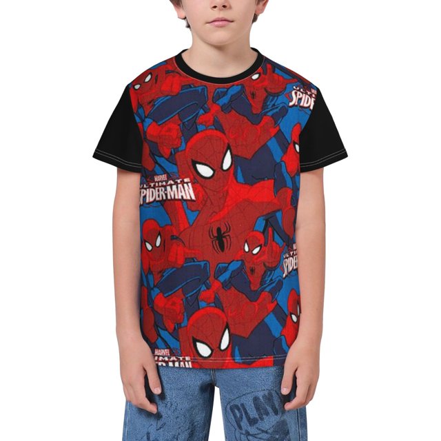 Boys' Short Sleeve T-Shirt,Spider-Man T-shirts 3D Printed Cartoon Tee Shirt for Youth Boys Teen ...