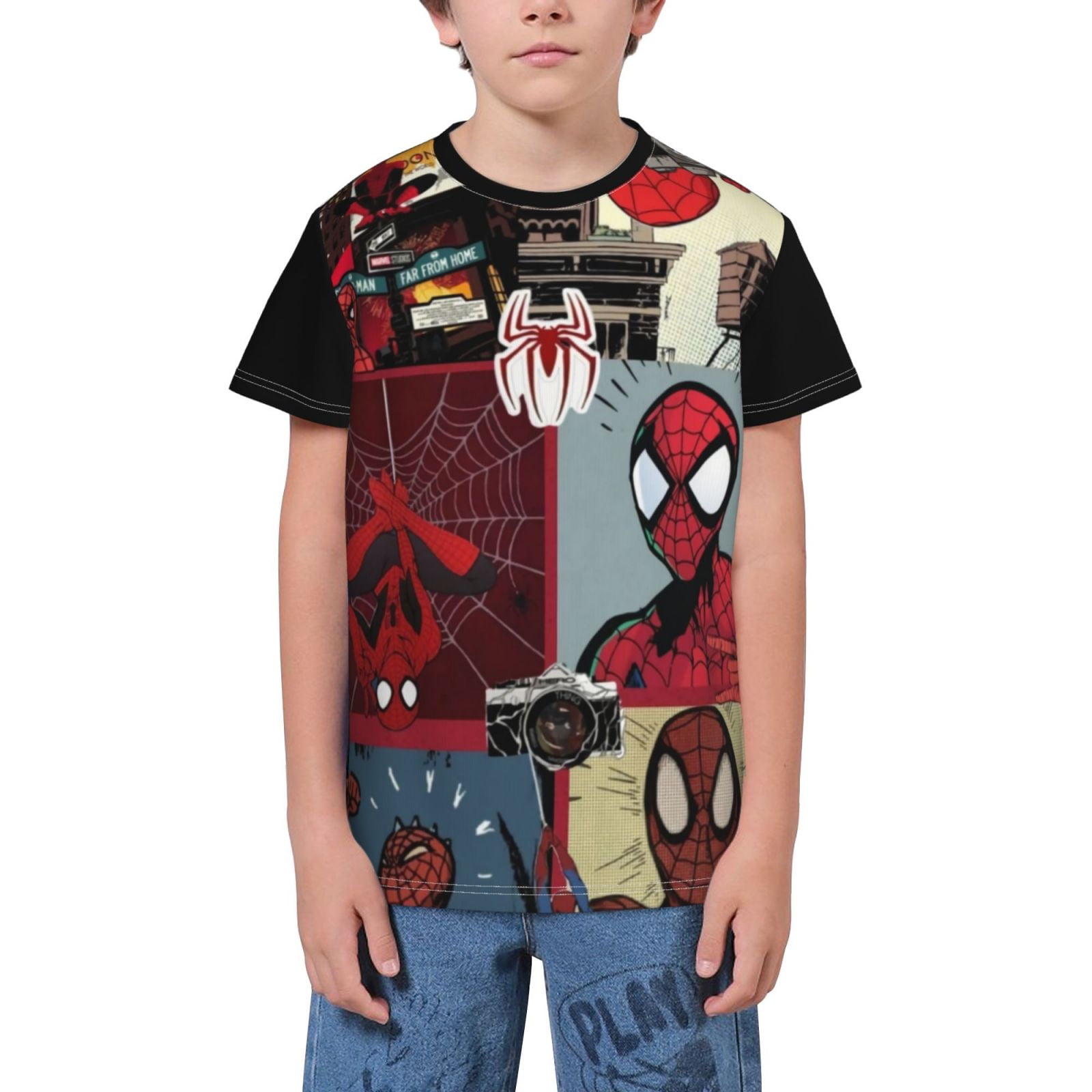Boys' Short Sleeve T-Shirt,Spider-Man T-shirts 3D Printed Cartoon Tee Shirt for Youth Boys Teen ...