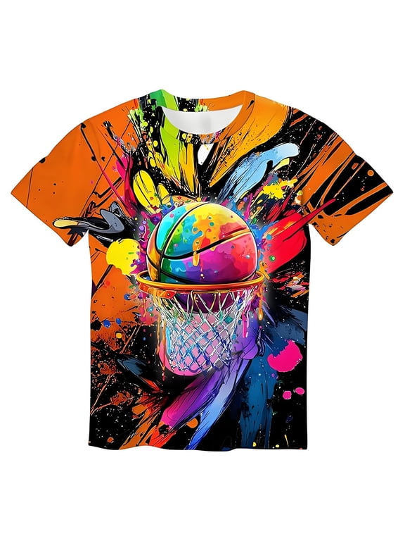 Boys Short Sleeve T-Shirts Kids Summer Crewneck Tops Teen Shirts Back To School Fashion Clothes