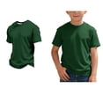 thumbnail image 1 of Boys Short Sleeve T Shirts Ribbed Kids Summer Comfortable Round Neck Top Tee Loose Fit Green Comfort Breathable Basic Tees 6-7 Years, 1 of 5