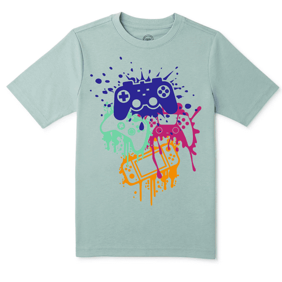 Boys Short Sleeve Video Gaming Controllers Graphic T-Shirt Size 10-12