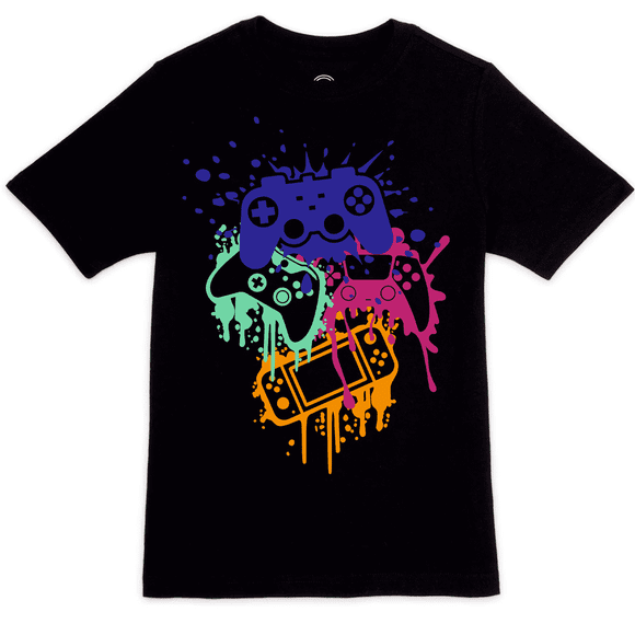 Boys Short Sleeve Video Gaming Controllers Graphic T-Shirt Size 10-12