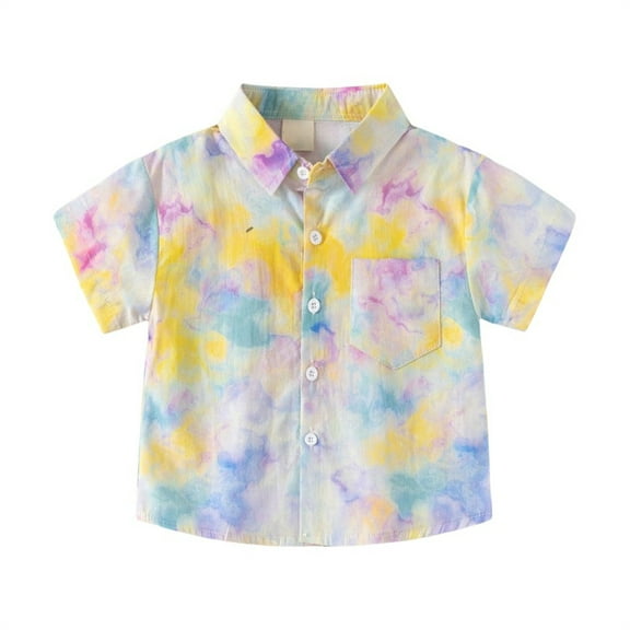 Boys Short Sleeved Shirt Spring Summer And Autumn Lapel Single Personalized Cardigan Children's Casual Beach Thin Short Sleeved Shirt