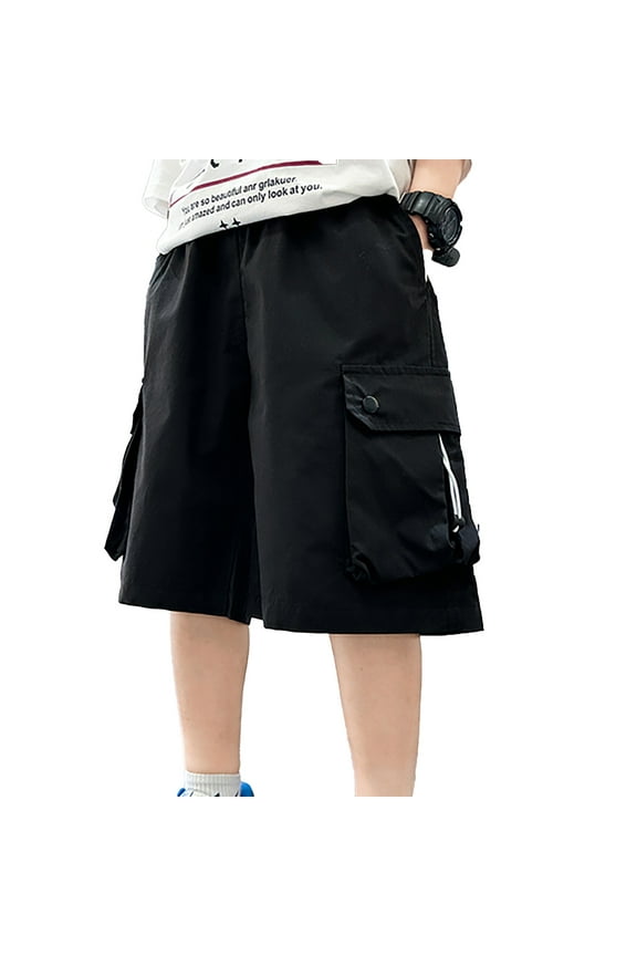 Boys Shorts Black Cargo Shorts Elastic Waist Jogger Boy Summer Boy Essentials 5-6 Years
