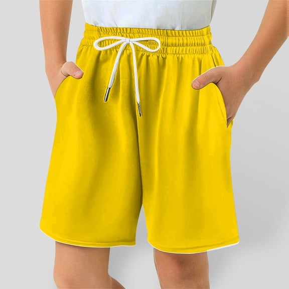 Boys Shorts Boys Athletic Shorts For Active Kids Casual Play Breathable Summer Shorts With Pockets For Ages 4 13 Yellow 4-5 Years