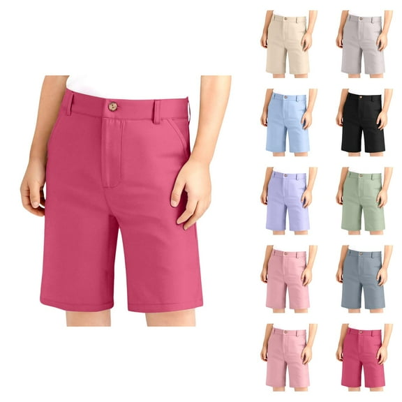 Boys' Shorts Boys Casual Shorts Boys' Girls Adjustable Waist Stretch Flat Front Shorts For School Uniformss